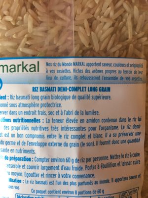 Markal - Riz basmati 1/2 complet bio 500g