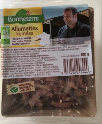 Bonneterre - Allumettes de lardons fumés bio 100g