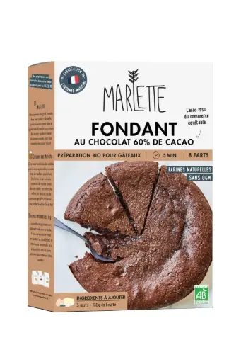 Marlette - Préparation pour gâteaux bio : Fondant au chocolat - pour 6 personnes - 315g 